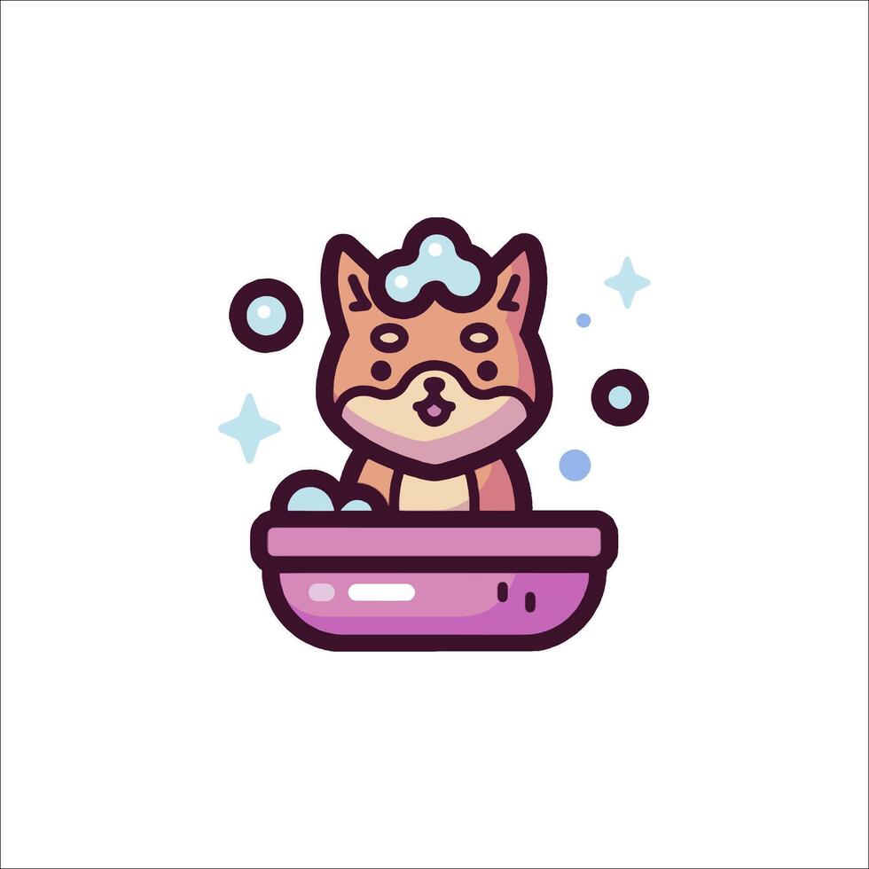 Shiba inu dog in bathtub vector