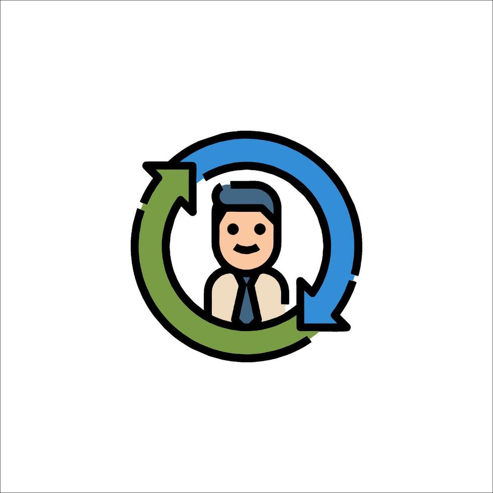 Businessman in a circle with arrows and arrows vector