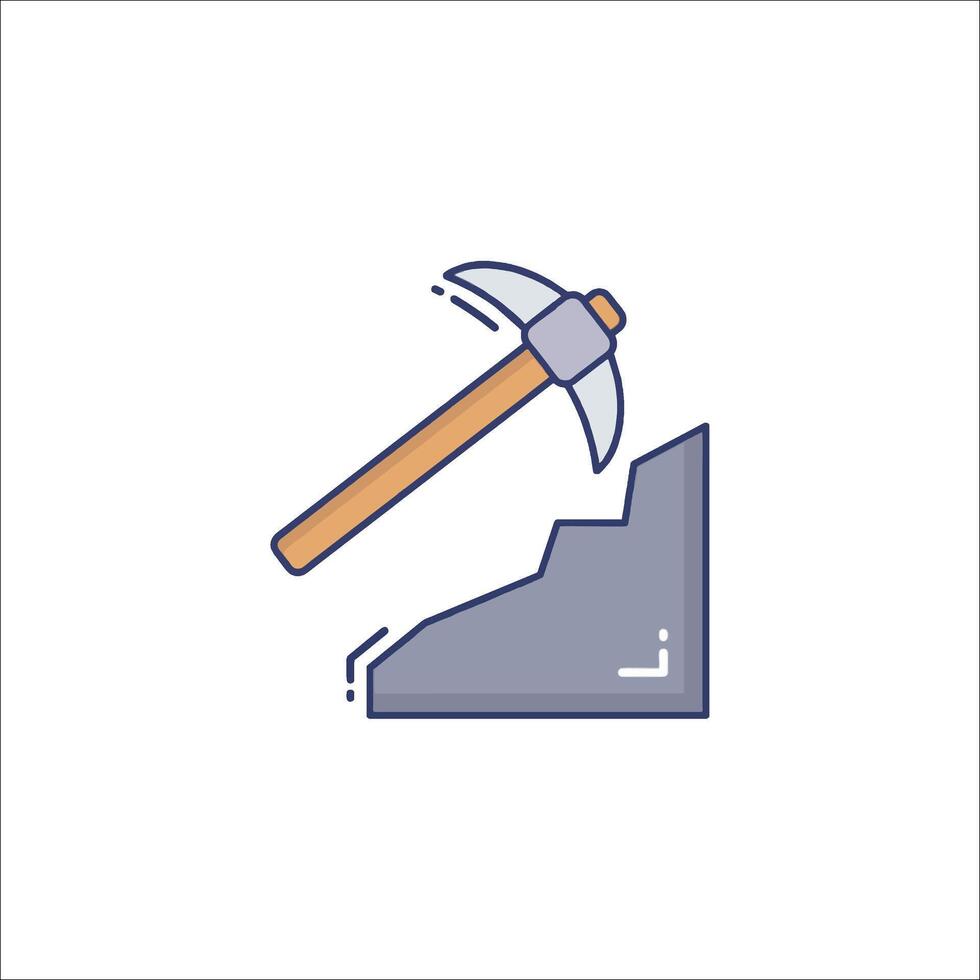 A hammer and a rock icon on a white background vector