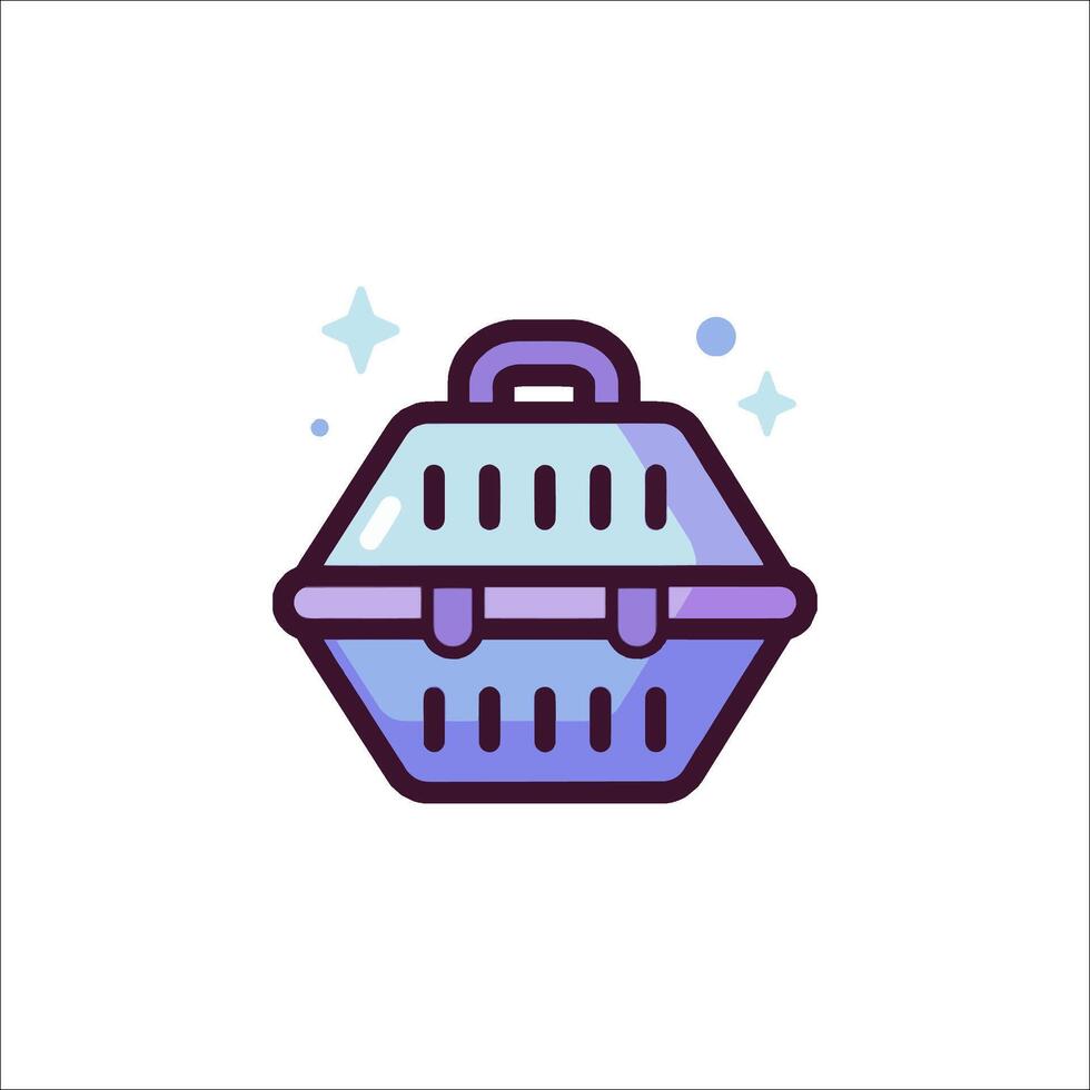 A blue and purple icon of a basket with a handle vector