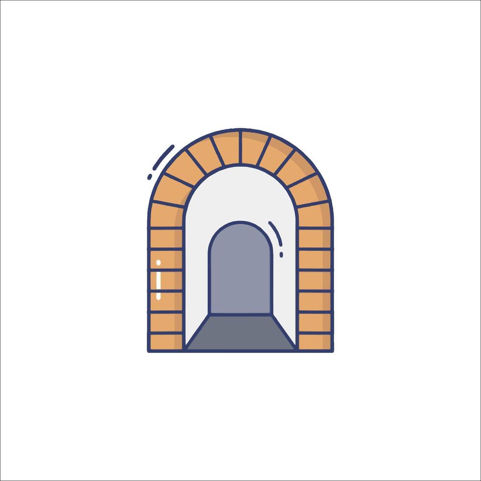 An illustration of a tunnel with an open door vector