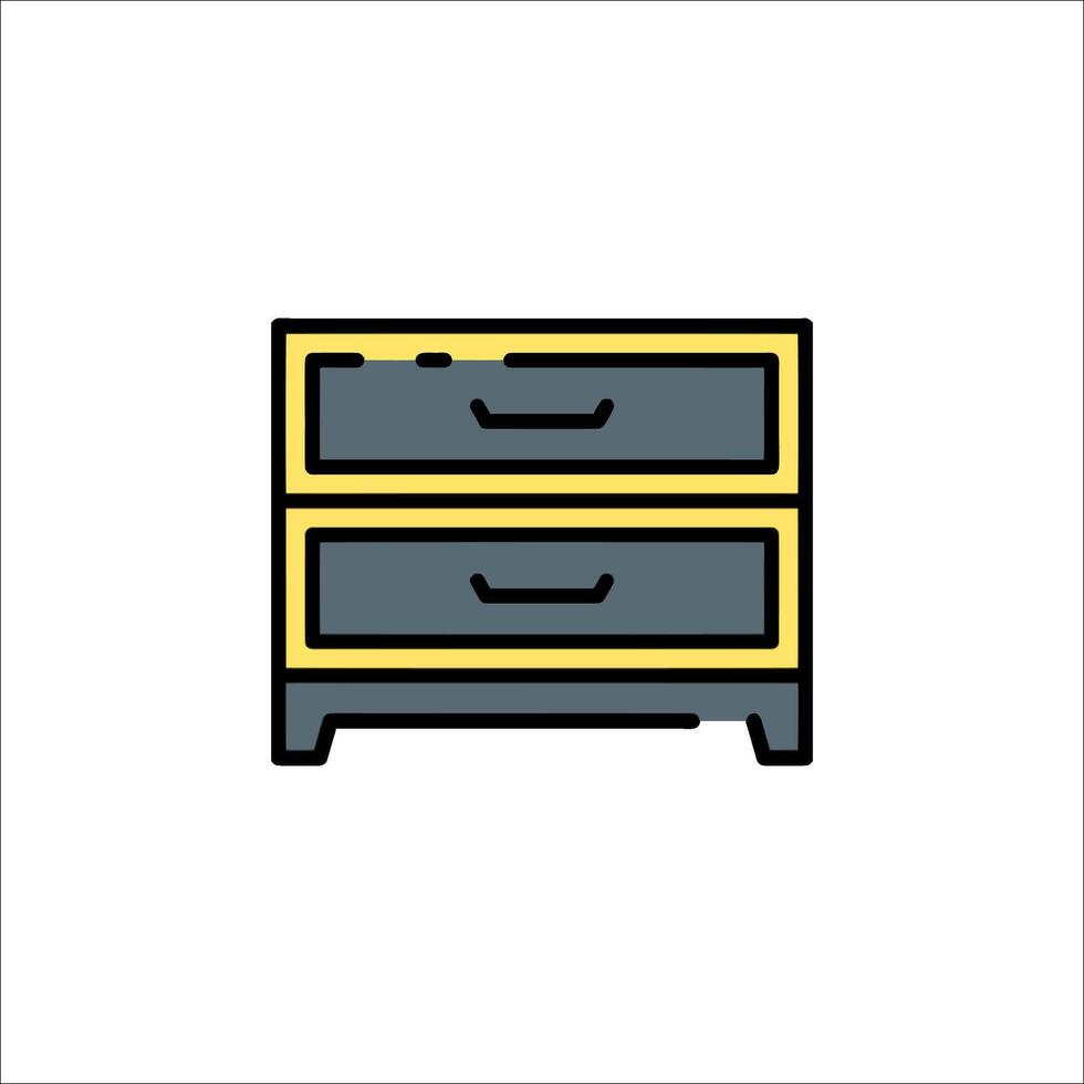 A yellow and black chest of drawers icon vector