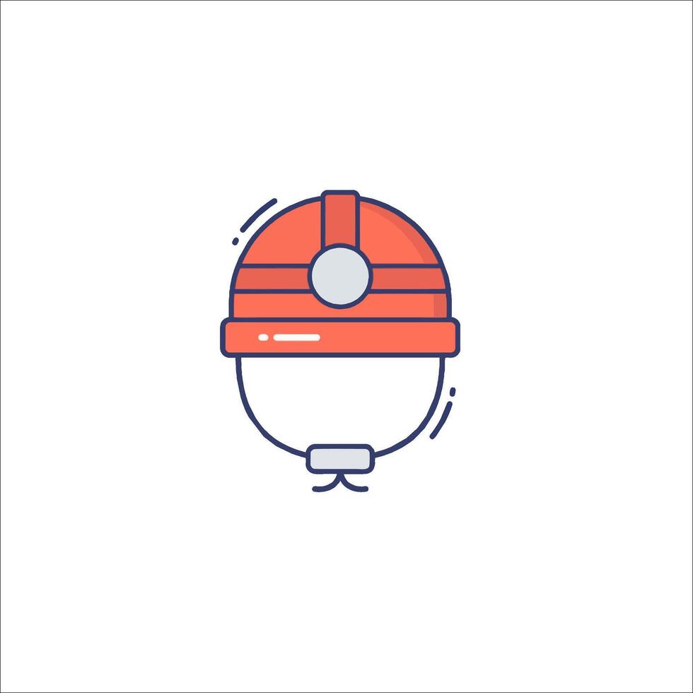 A helmet icon with a red hat on it vector