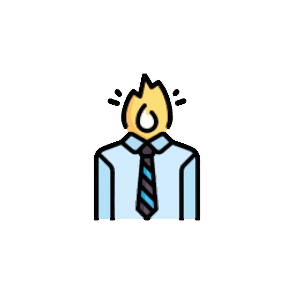 A man wearing a tie and shirt with a flame coming out of his neck vector