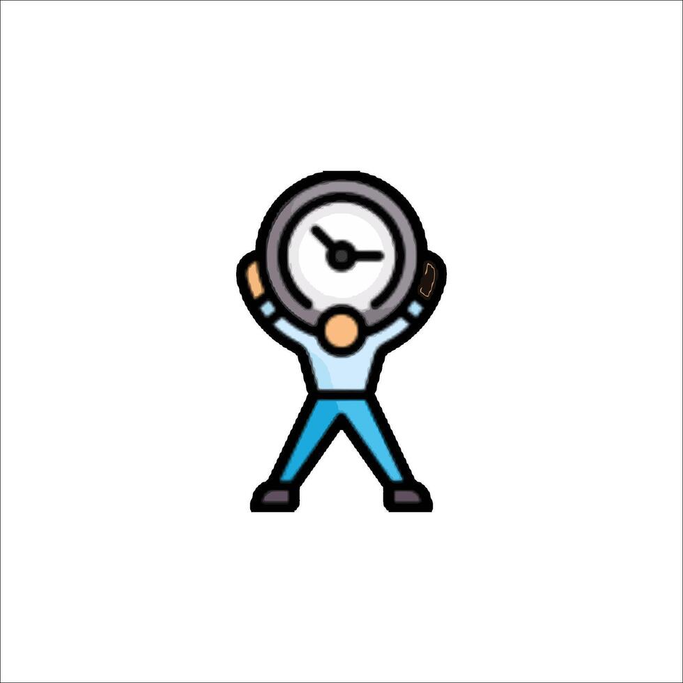 A man holding a clock icon in his hands vector
