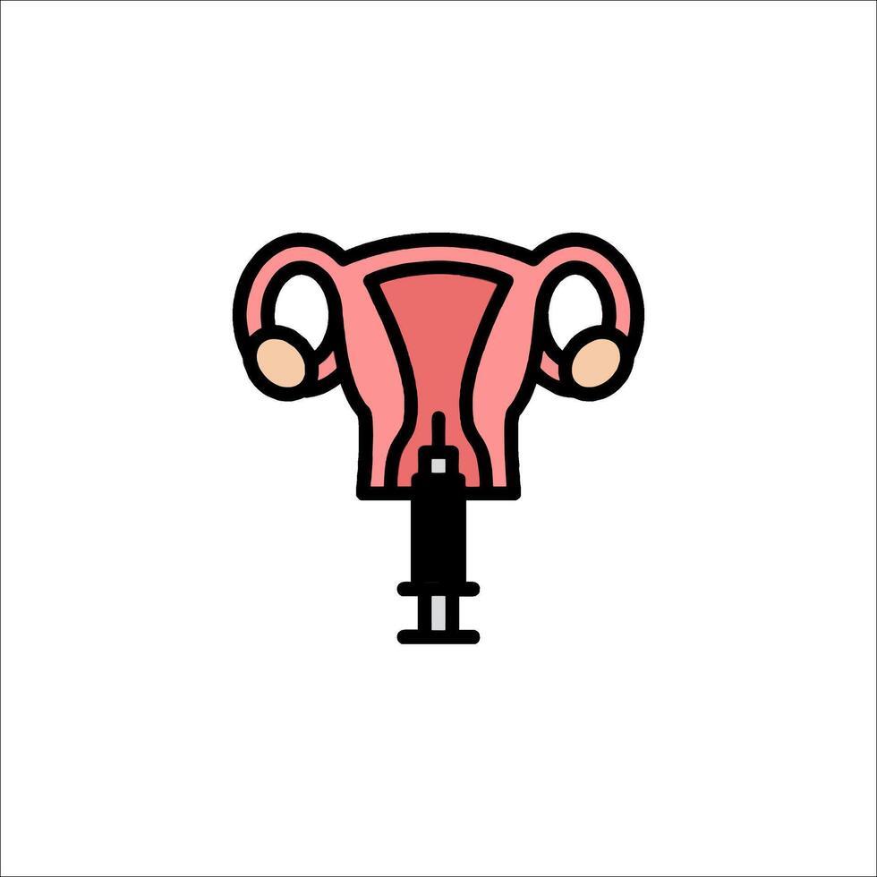 A woman's uterus is shown in a flat line icon vector