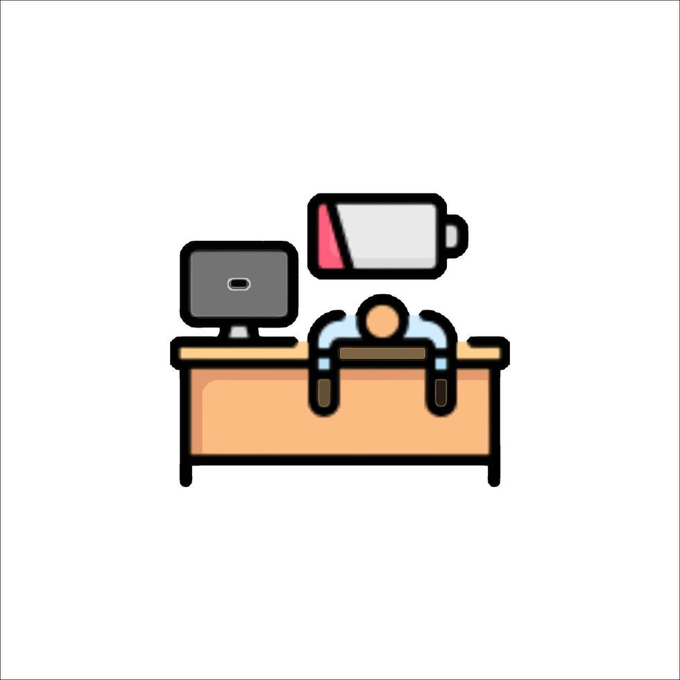 un hombre es dormido en un escritorio con un computadora vector