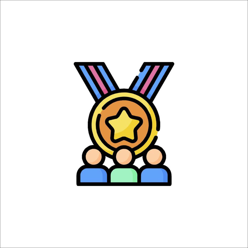 A medal with people on it and a star vector