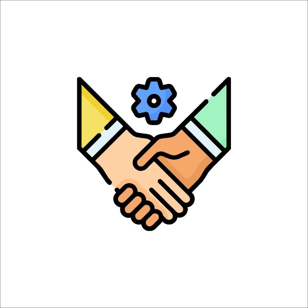 Two hands shaking hands with a blue flower vector