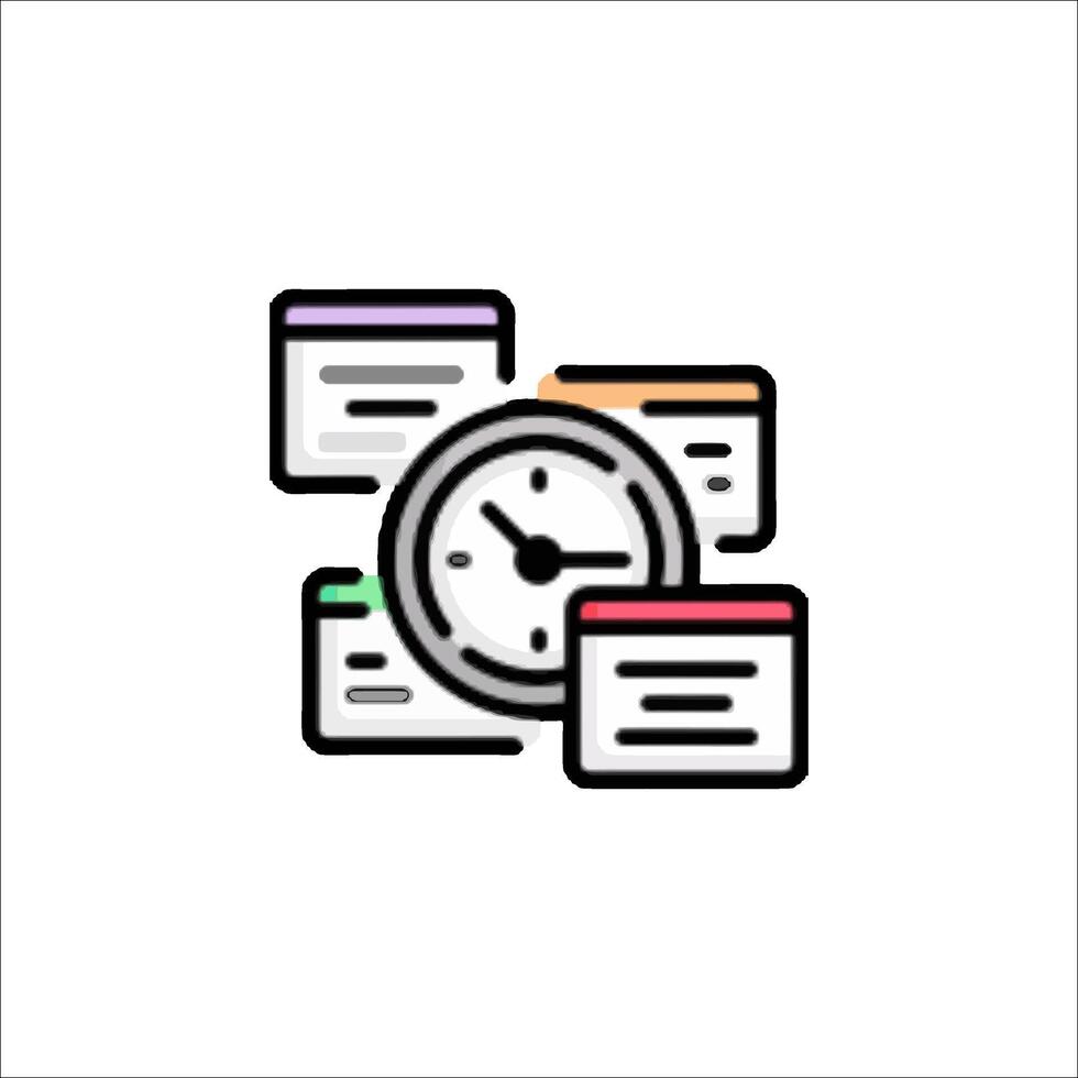 A clock and a stack of papers on a white background vector