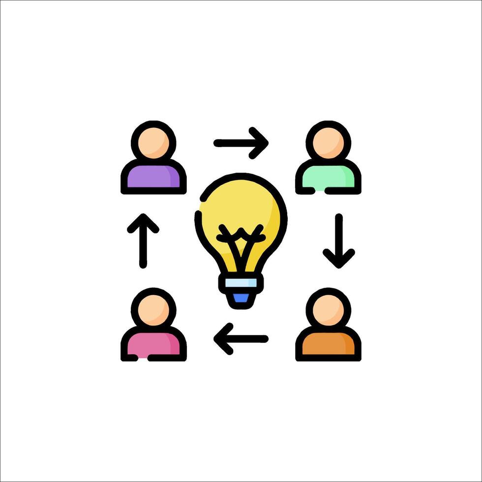 People are gathered around a light bulb icon vector