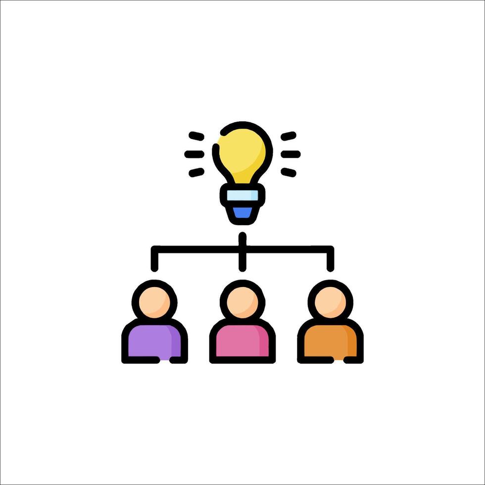 People in a hierarchy with a light bulb above them vector