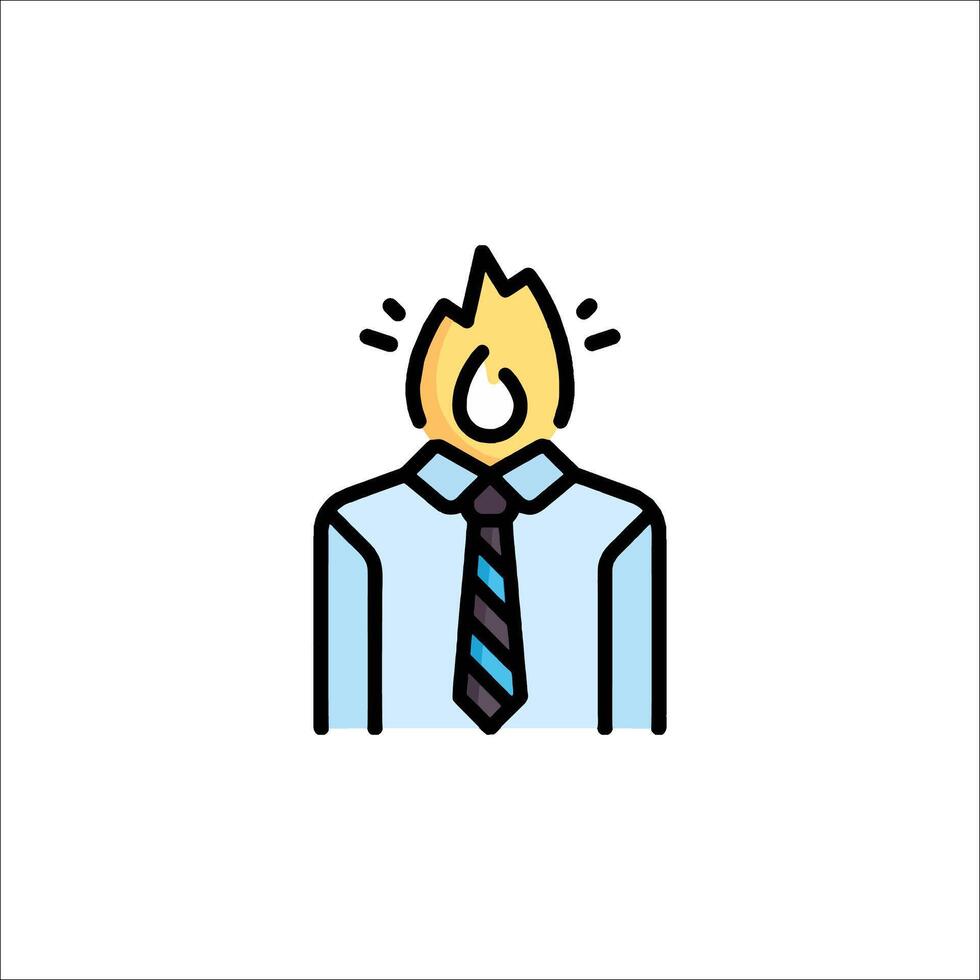 A man in a tie with a flame coming out of his neck vector