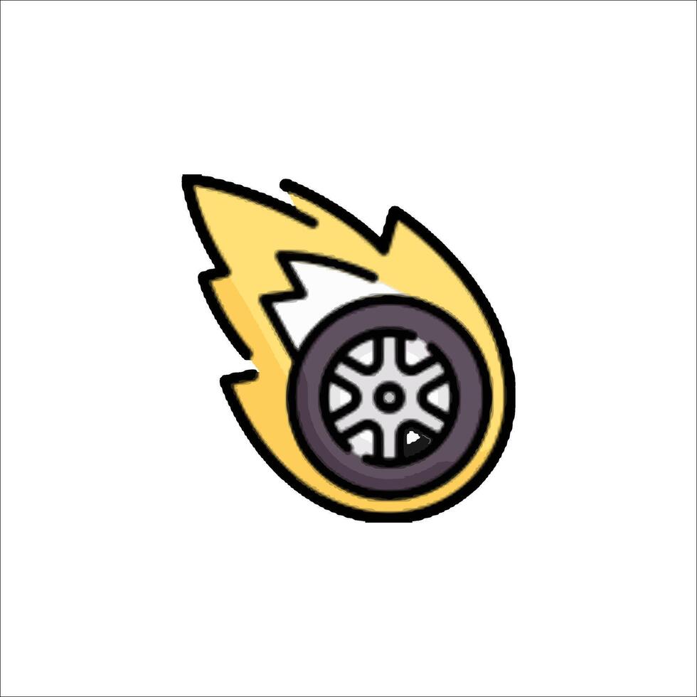 A cartoon wheel with a fire coming out of it vector