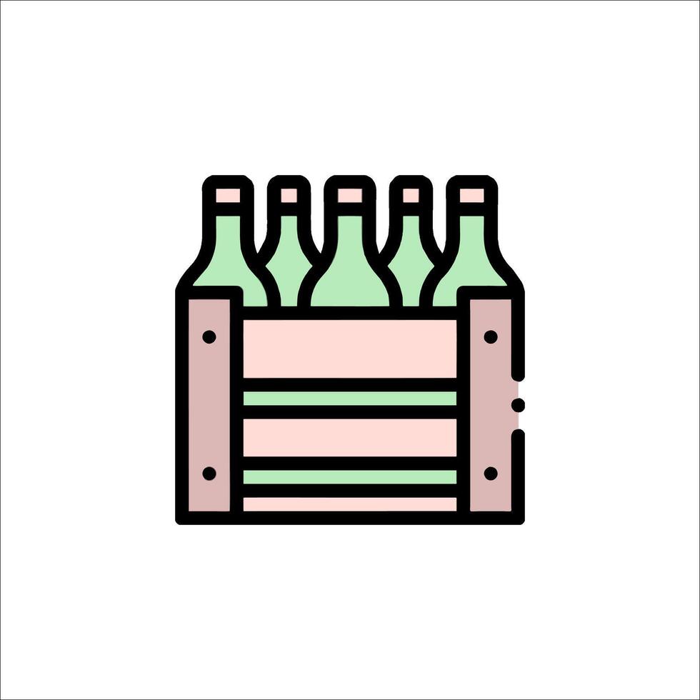 A wooden box with six bottles in it vector