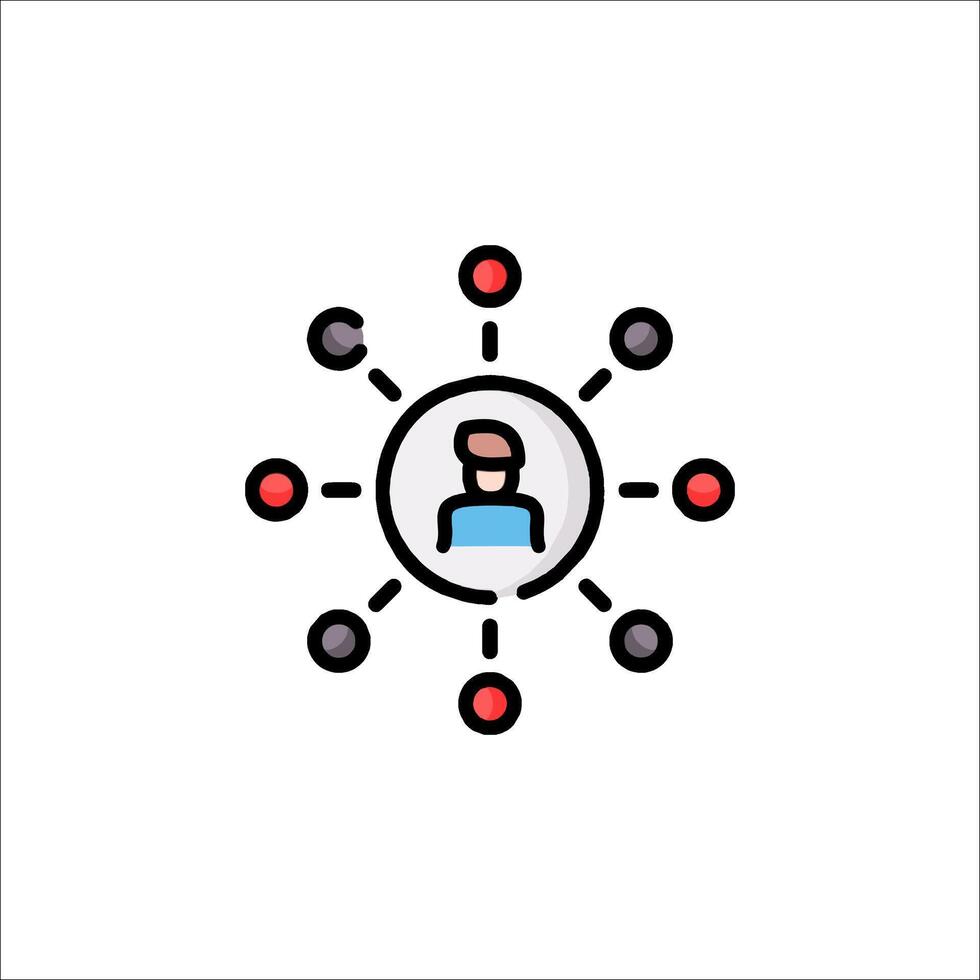 A person is surrounded by circles and connected dots vector