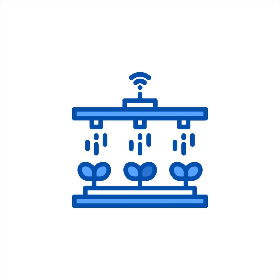 A blue icon of a plant growing in a water tank vector