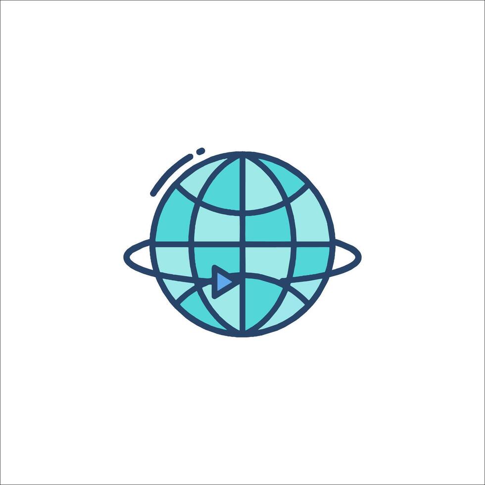The globe icon with a blue line around it vector