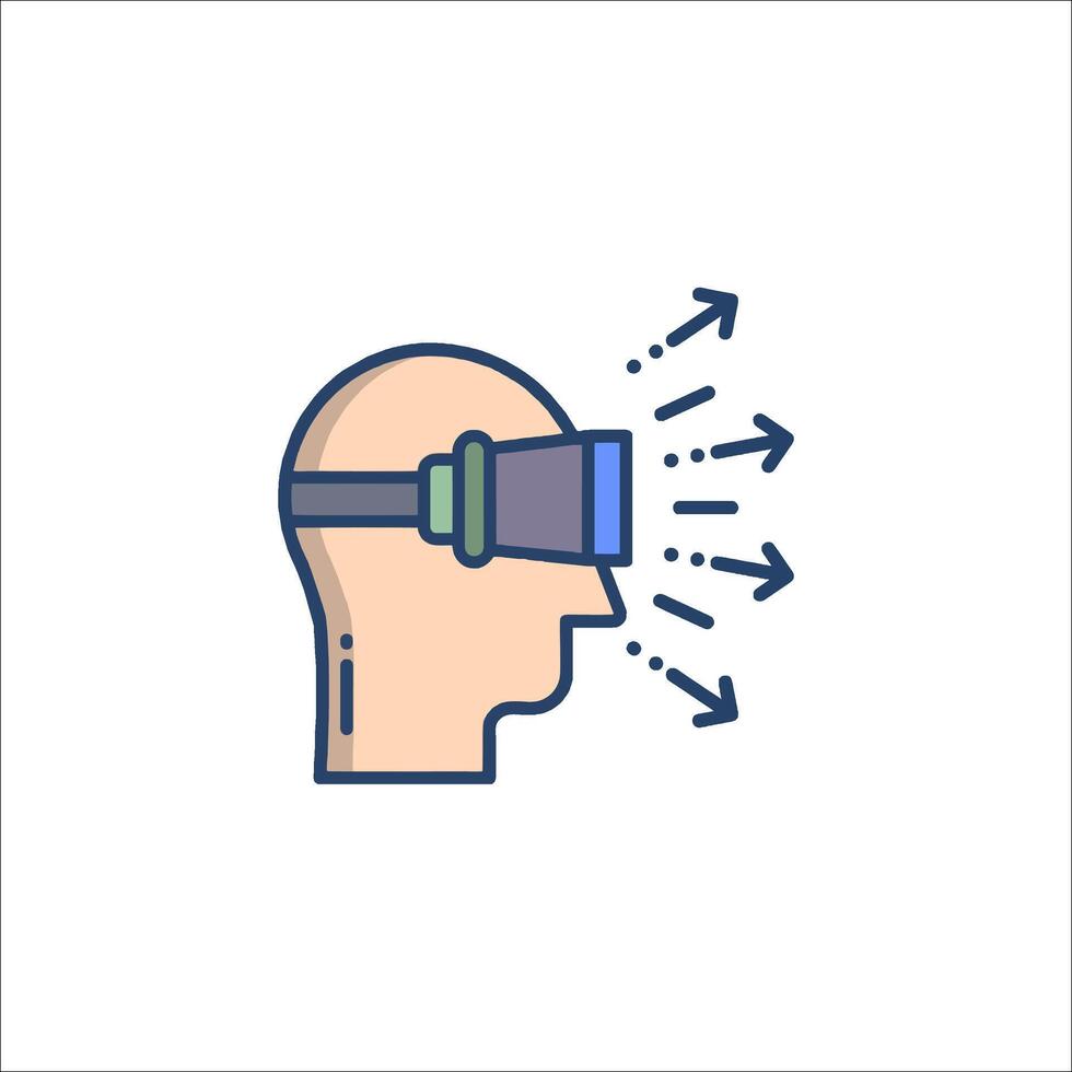 Virtual reality icon, line icon, flat design, illustration vector