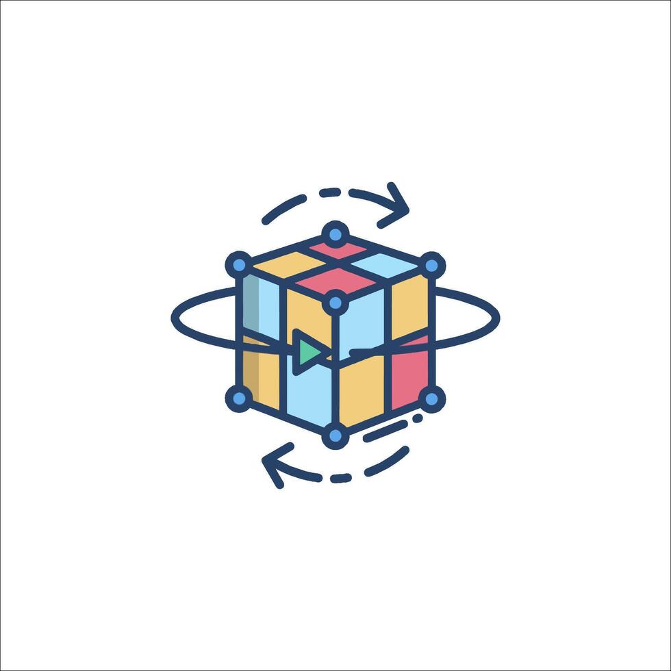 A cube with a colorful design on it vector
