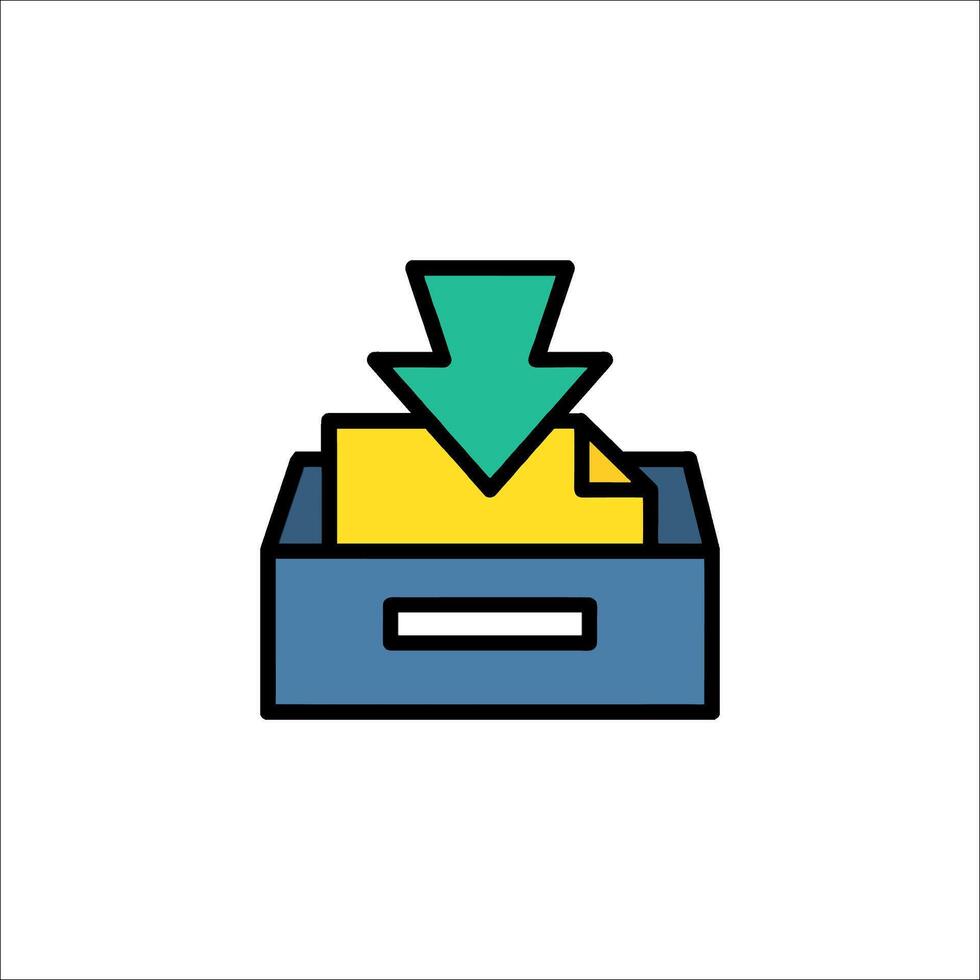 A box with a green arrow pointing to it vector