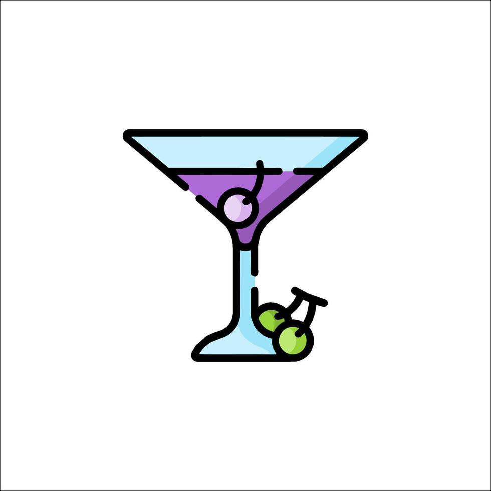 A martini glass with cherries and a cherry on top vector