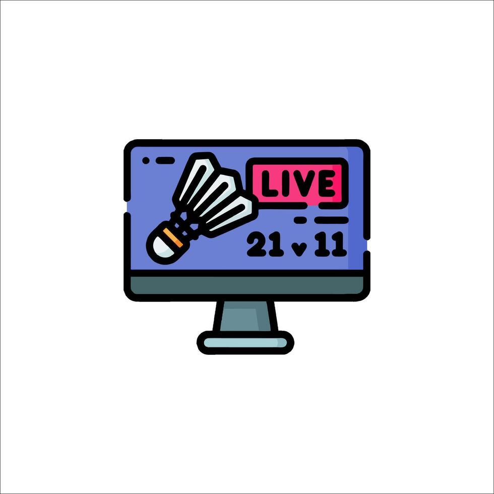 A computer monitor with a badminton racket and the words live on it vector
