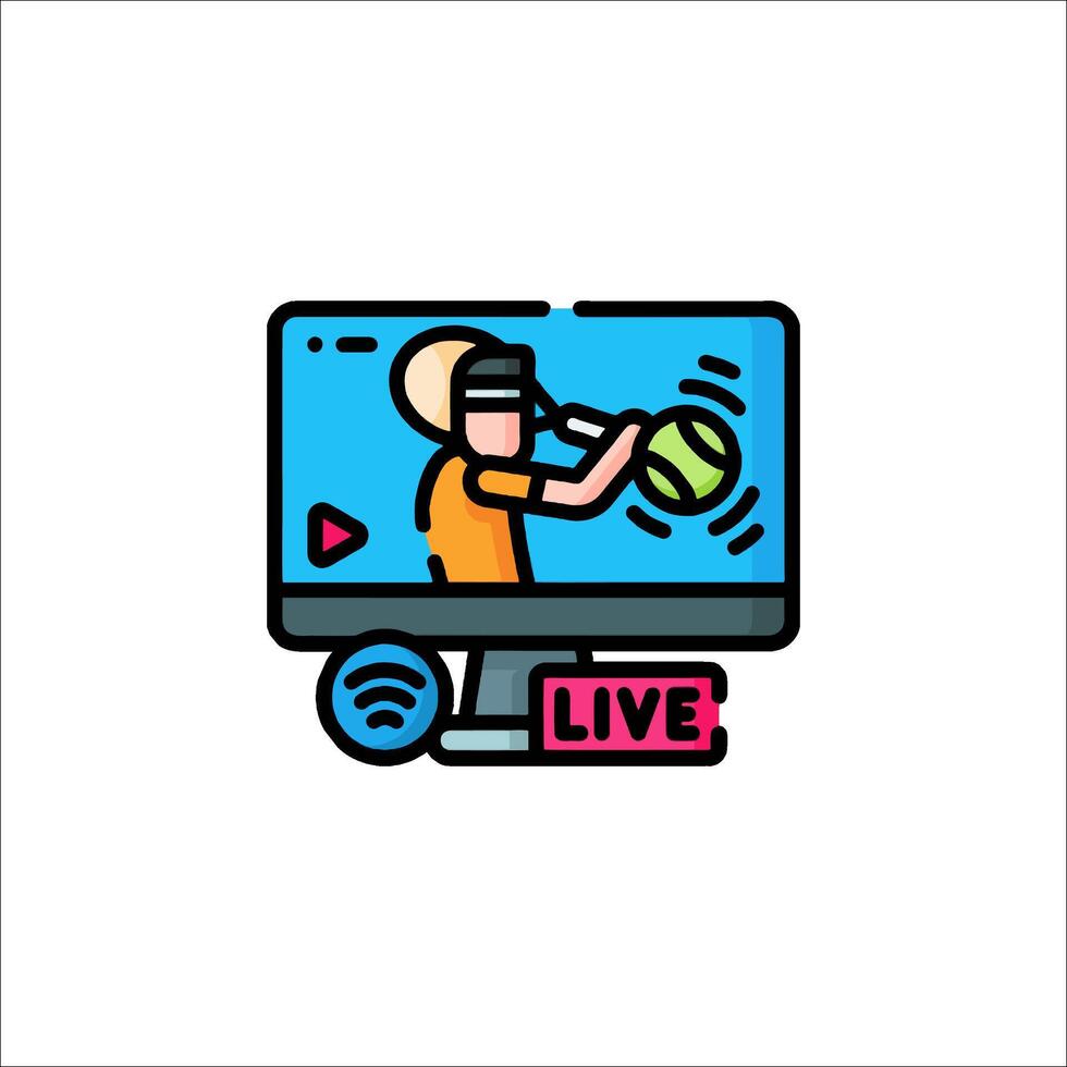 A man playing a game on a monitor vector