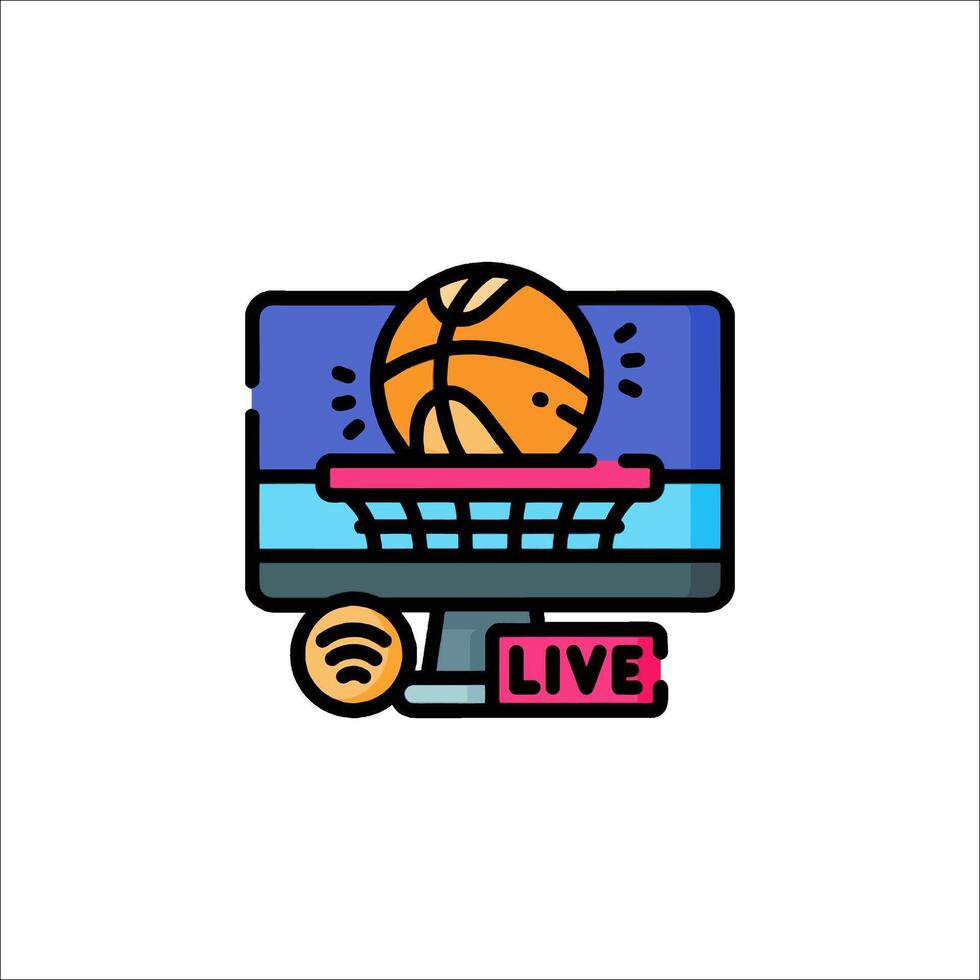 Basketball live icon with a basket and a ball vector