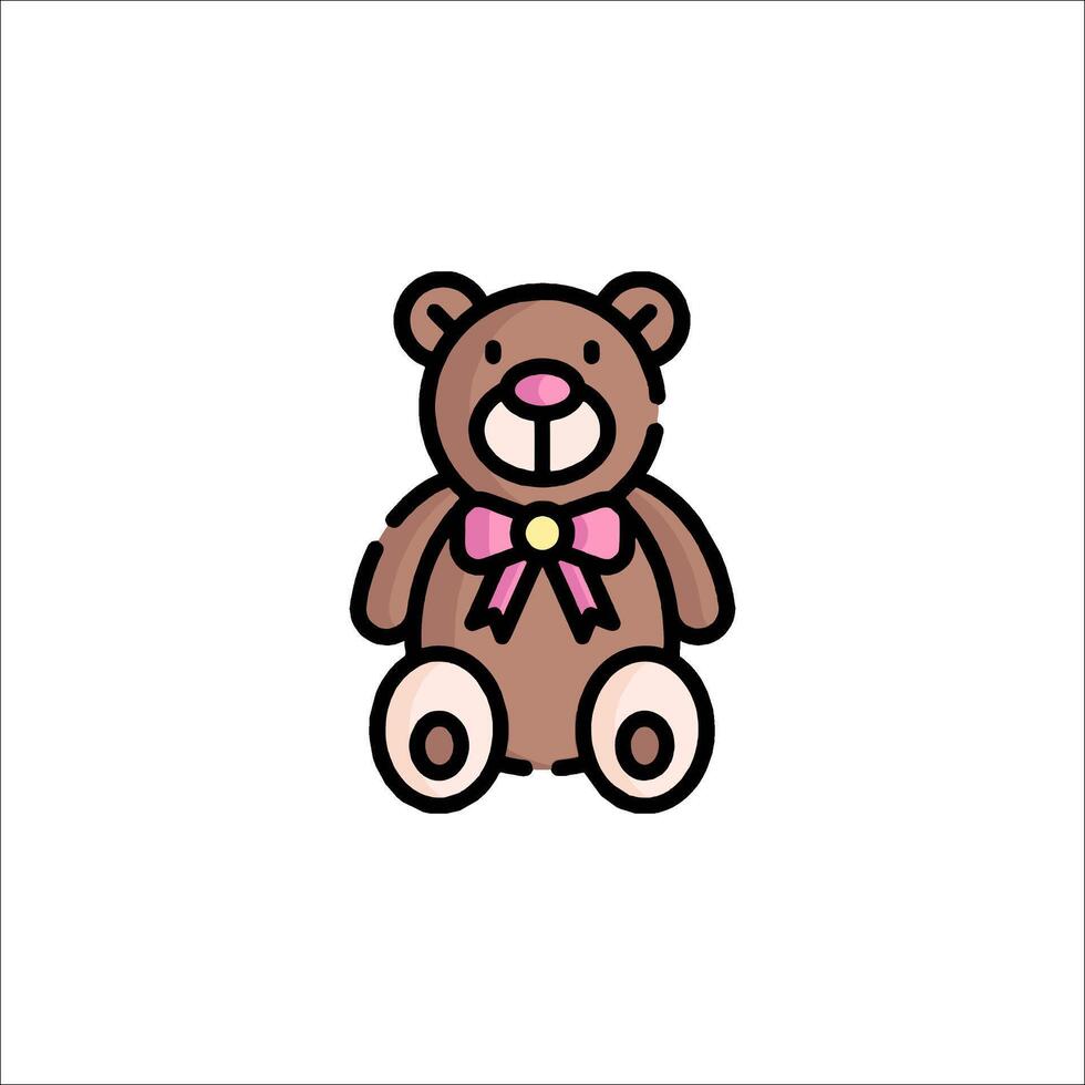 A teddy bear with a pink bow on its head vector