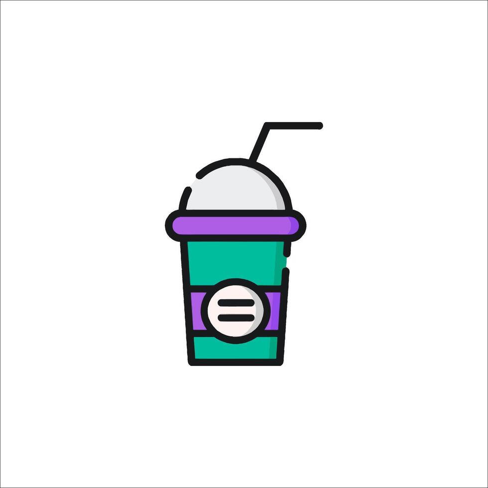 A drink icon with a straw and a drink inside vector