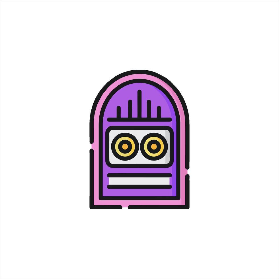 A purple and yellow robot icon vector