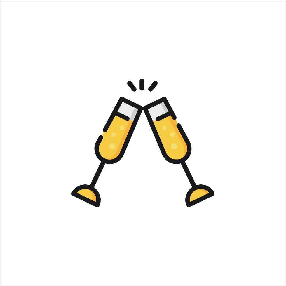 Two champagne glasses with a toast icon vector