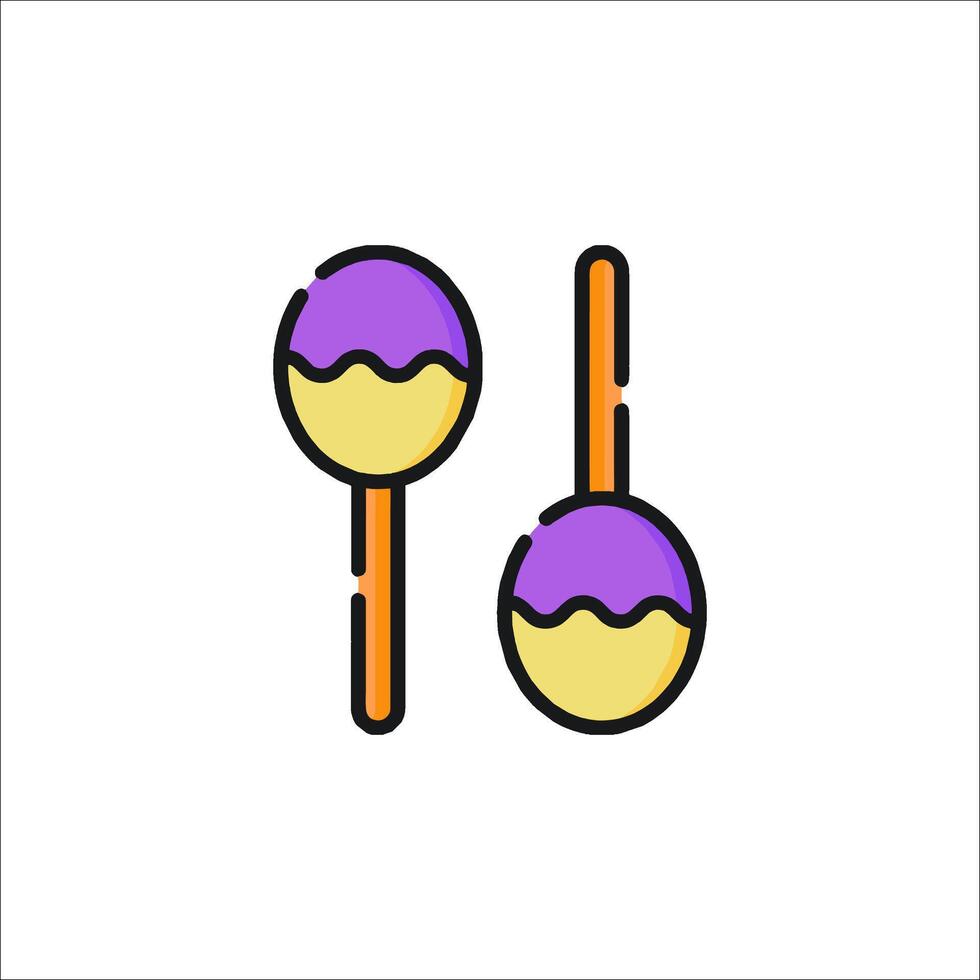 Two lollipops on sticks with purple and yellow colors vector