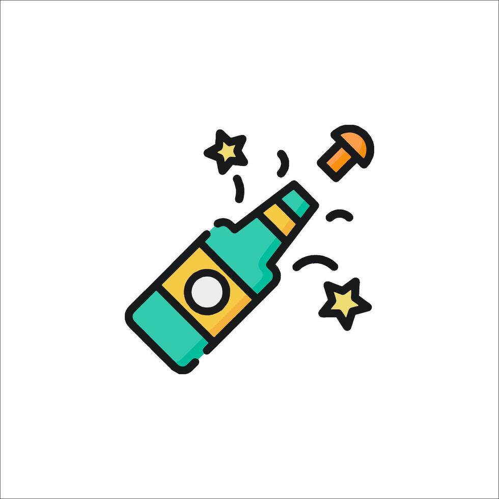 A bottle of champagne with stars on it vector