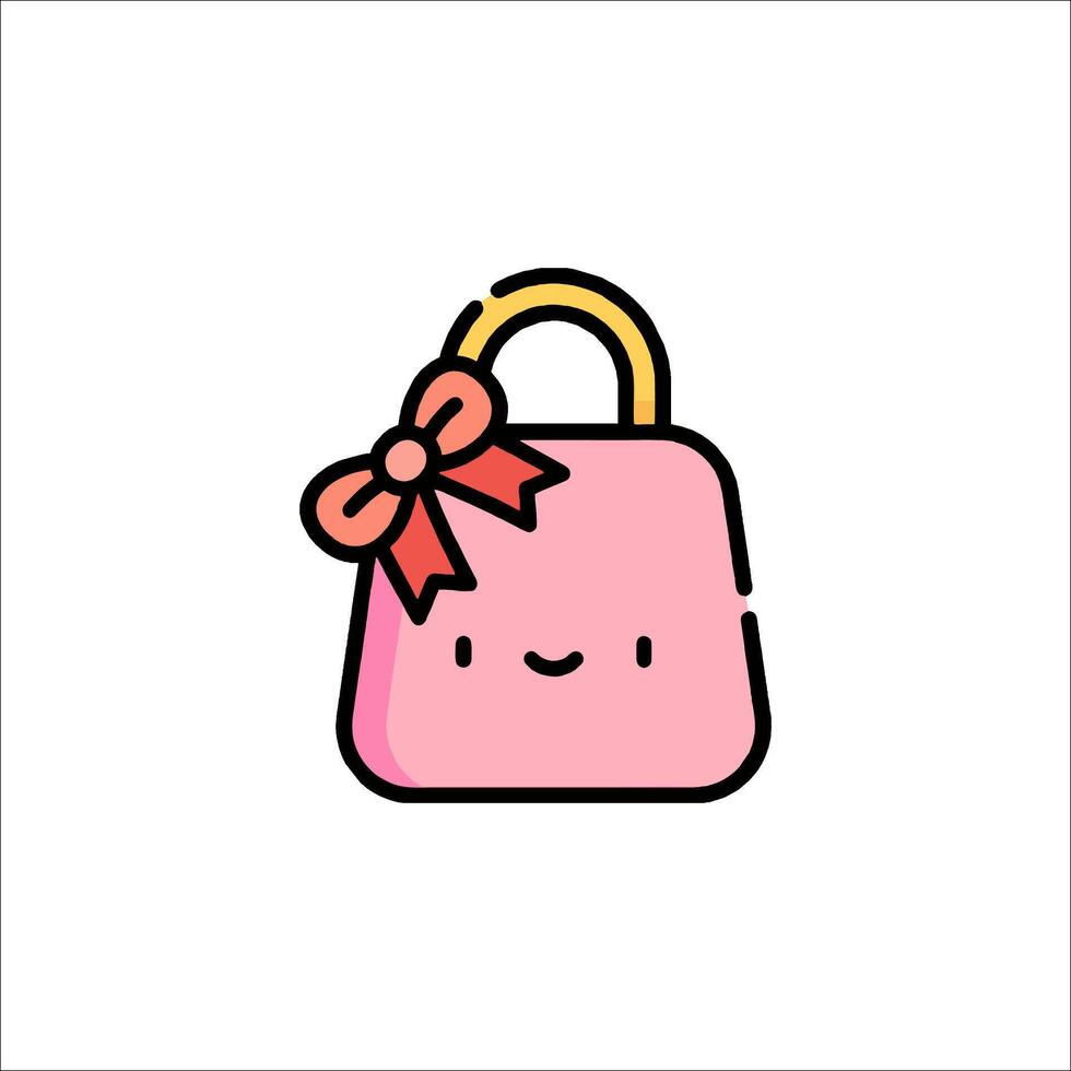 A cute pink purse with a bow on it vector