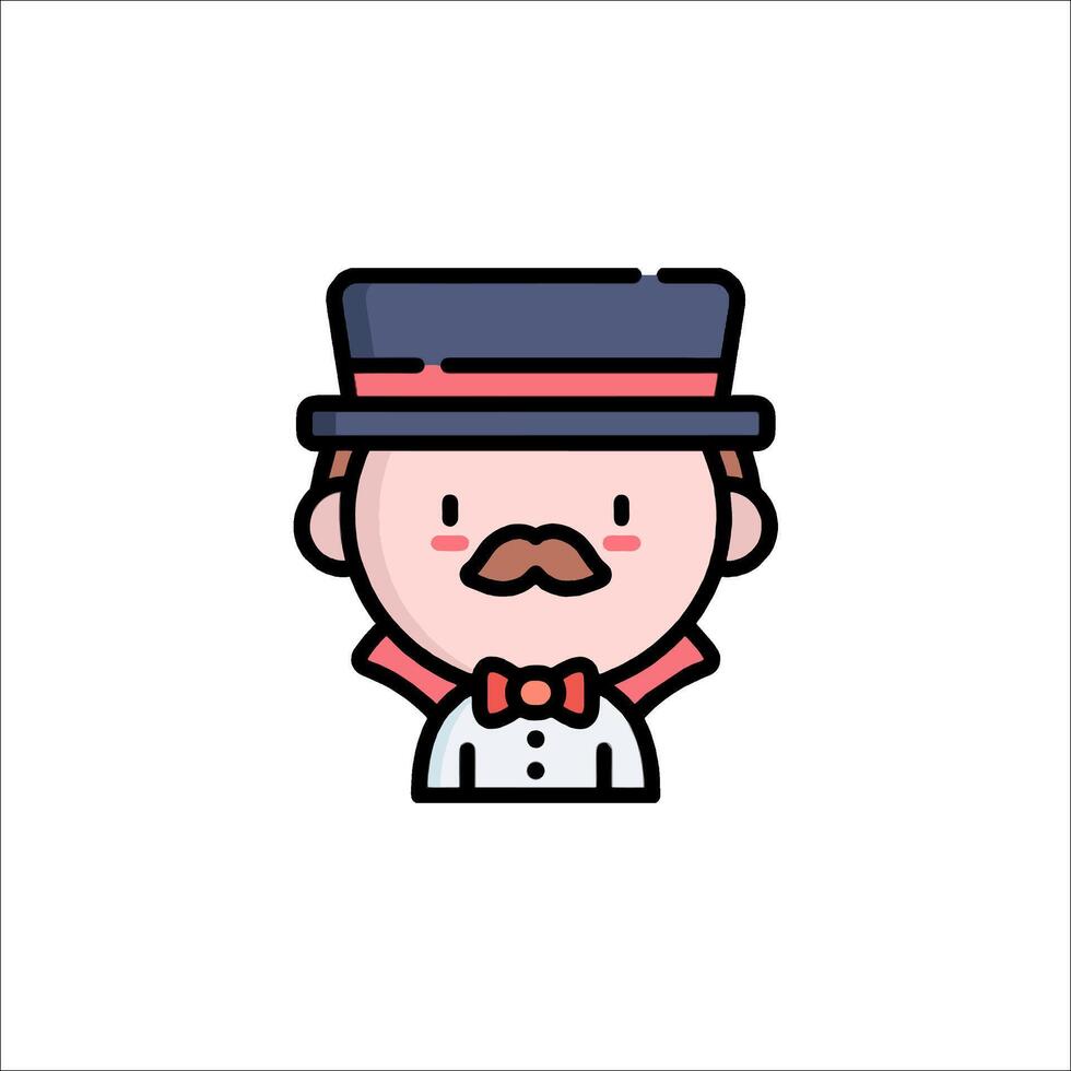 A cartoon man with a mustache and bow tie vector