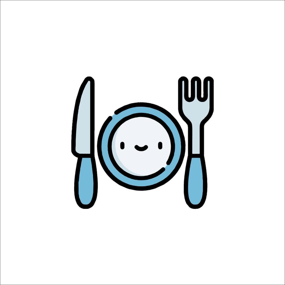 A plate with a fork and knife on it vector