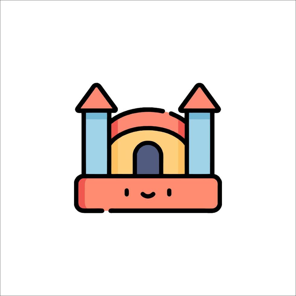 A cartoon castle with a smiley face vector