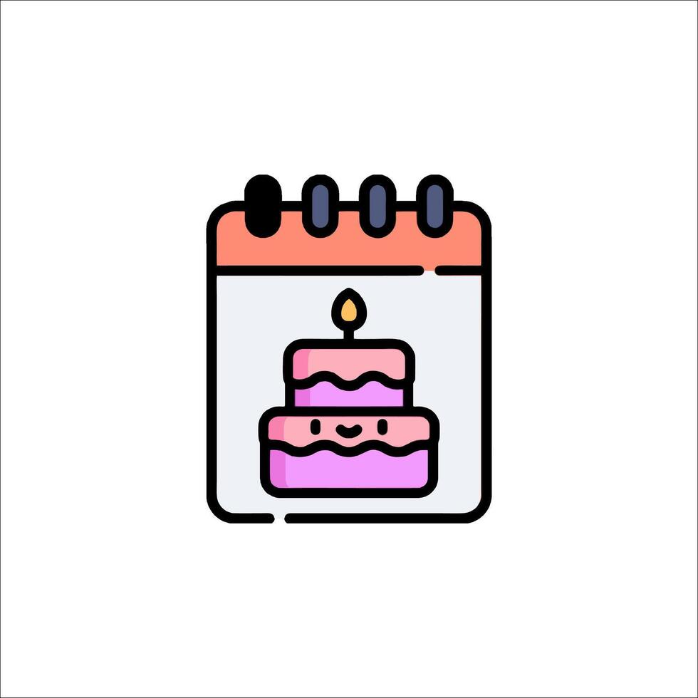 Calendar icon with a cake on it vector