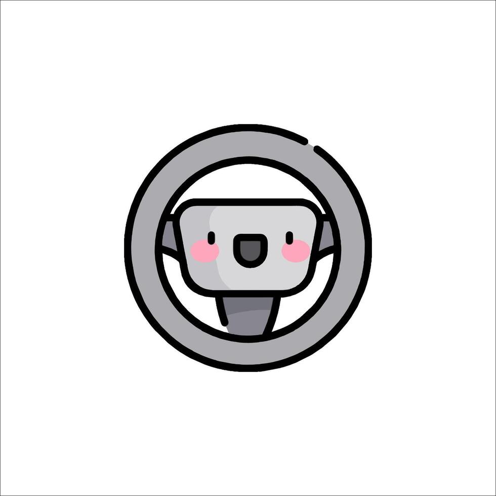 A cute little koala is sitting on the steering wheel vector