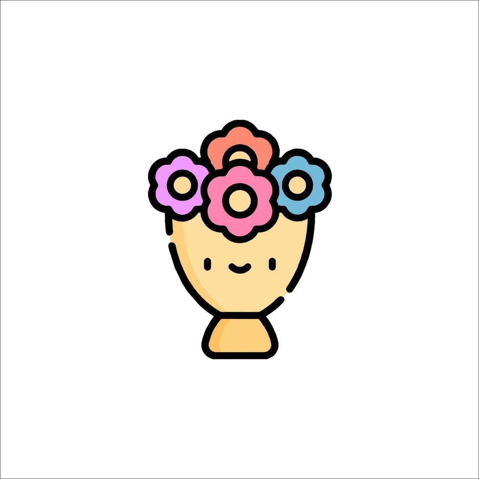 A flower vase with a smiley face on it vector