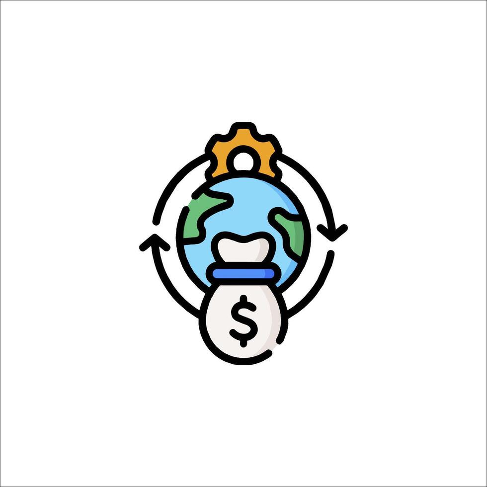 A globe with money in it and a dollar sign vector