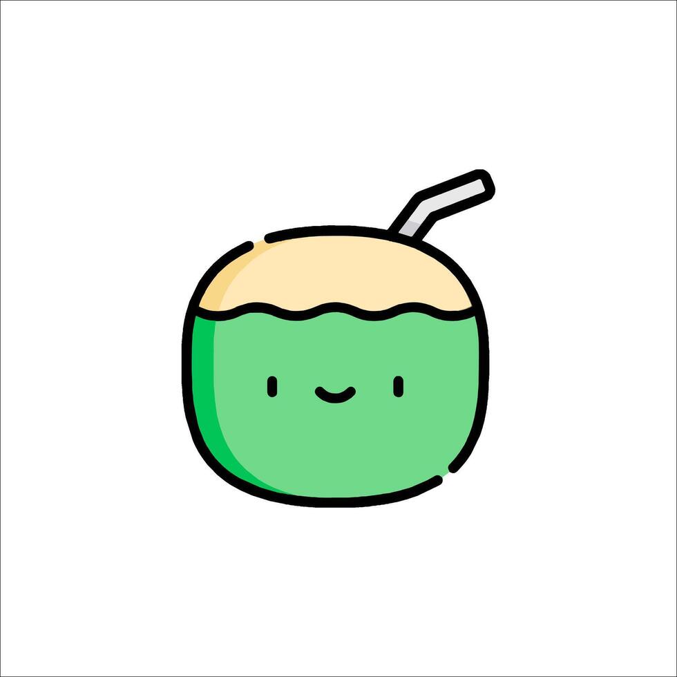 Coconut drink icon with a straw vector