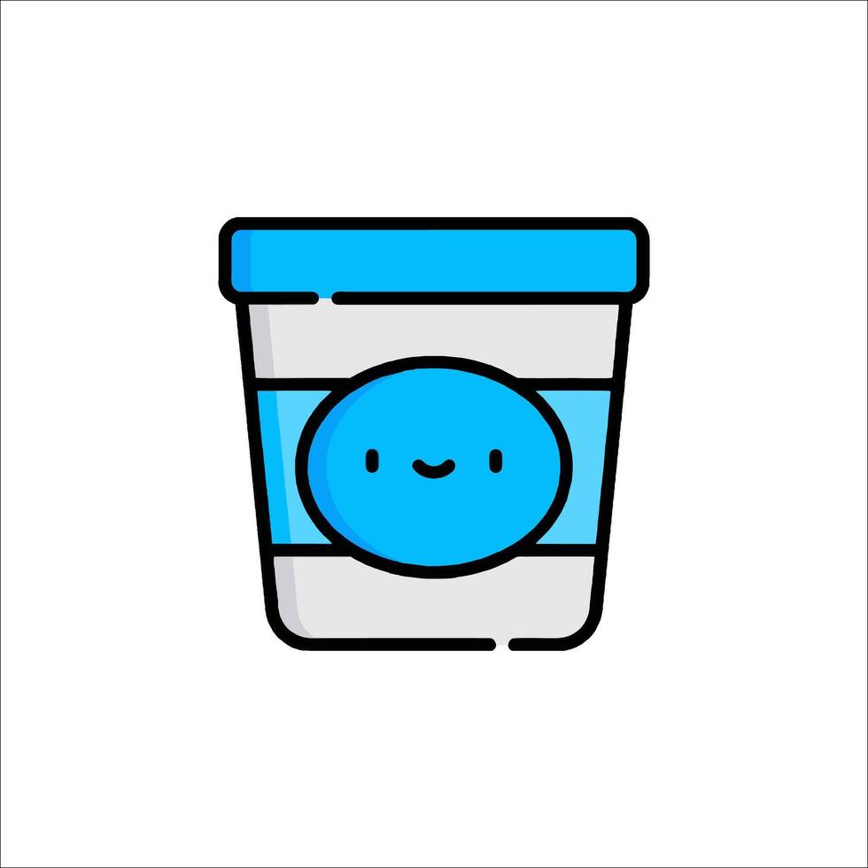 A blue container with a smiley face on it vector