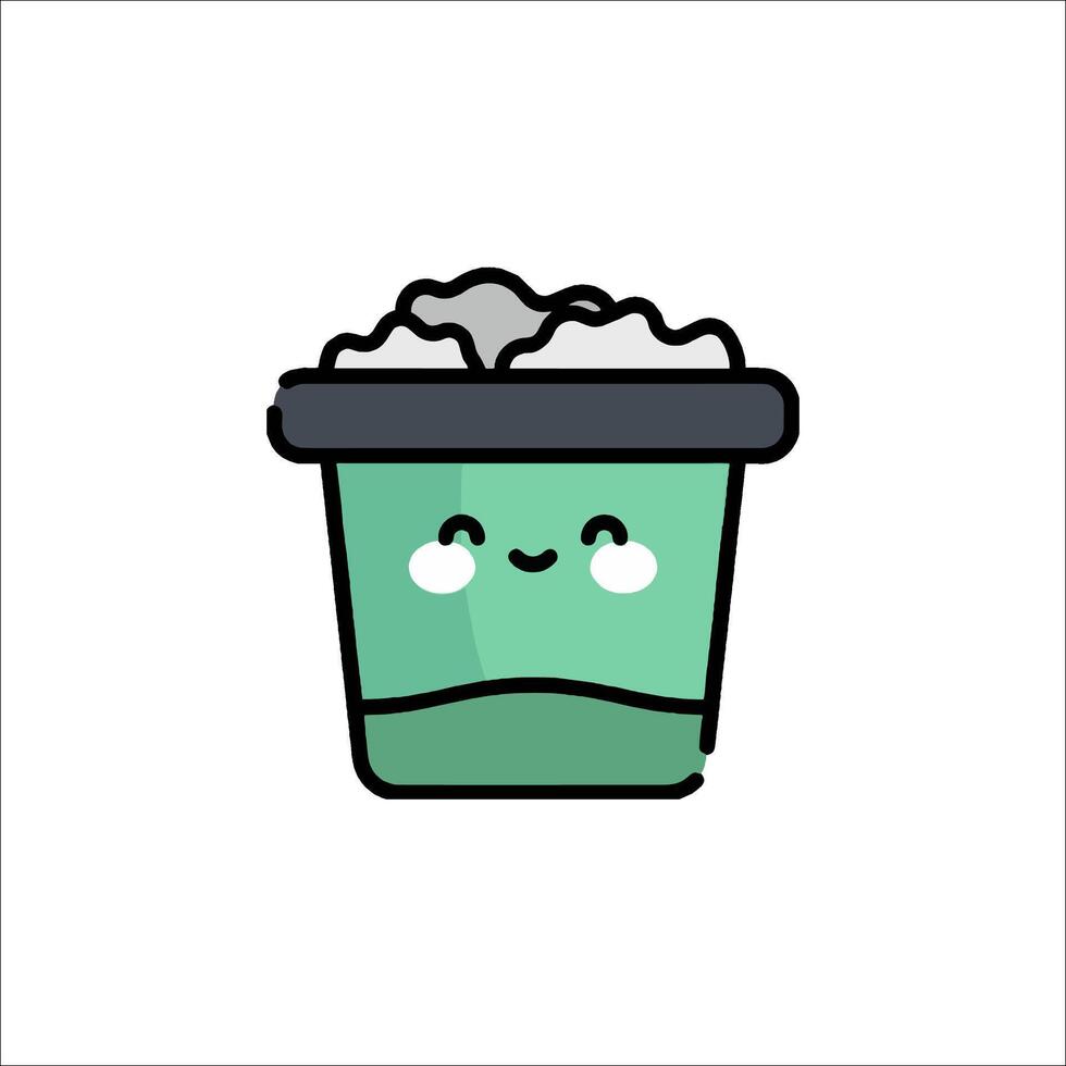 A green bucket with a face and a smile vector