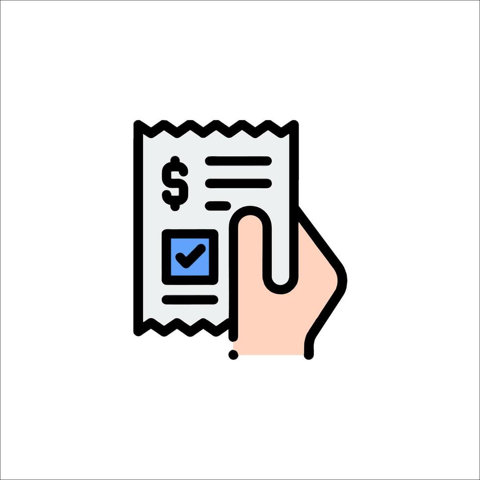 A hand holding a check and a dollar sign vector