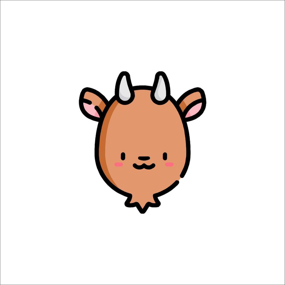 A cartoon goat with horns on its head vector