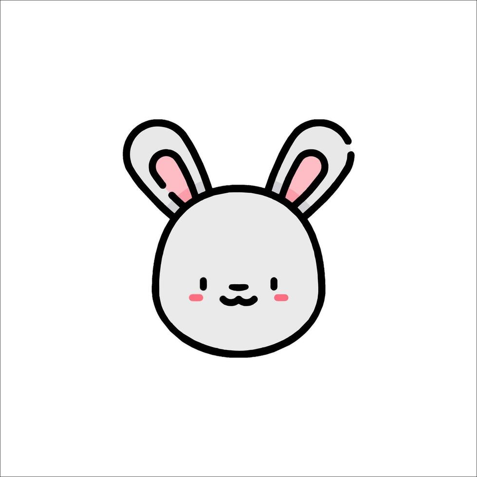 A cute bunny face with pink ears and pink nose vector
