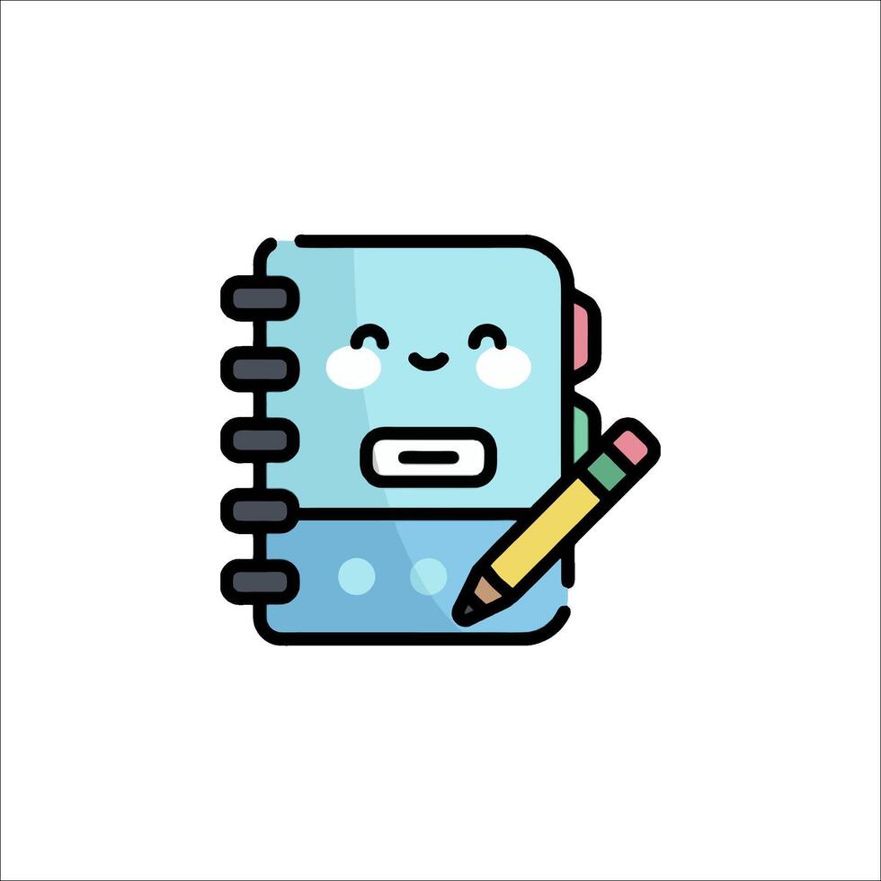 A notebook with a pencil and a smiley face vector